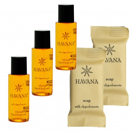 copy of Zestaw kosmetyków dla hoteli Havana szampon-żel 30ml 100szt + mydło 15g 100szt
