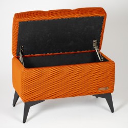 Monza, orange, Sitzhocker, Fußablage, Polstermöbel, modern, Wohnzimmer, Schlafzimmer.