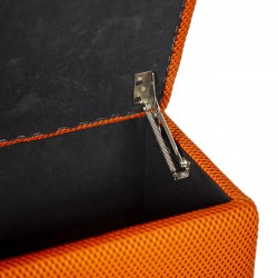 Monza, orange, Sitzhocker, Fußablage, Polstermöbel, modern, Wohnzimmer, Schlafzimmer.