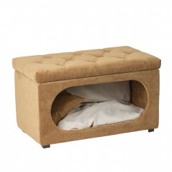 Hocker mit integriertem Hundebett und Kissen
