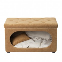 Hocker mit integriertem Hundebett und Kissen
