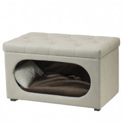 Hocker mit integriertem Hundebett und Kissen