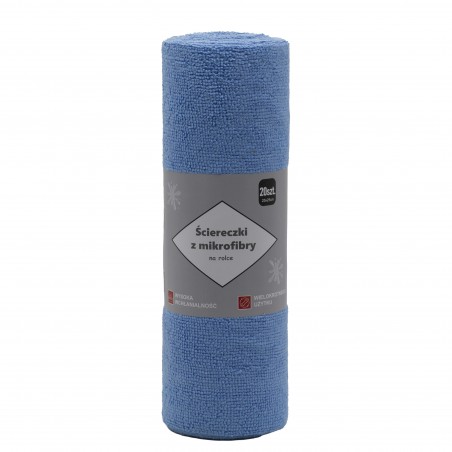 Ściereczki z  mikrofibry 20 sztuk na rolce, niebieskie, 1rolka