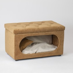 Hocker mit integriertem Hundebett und Kissen