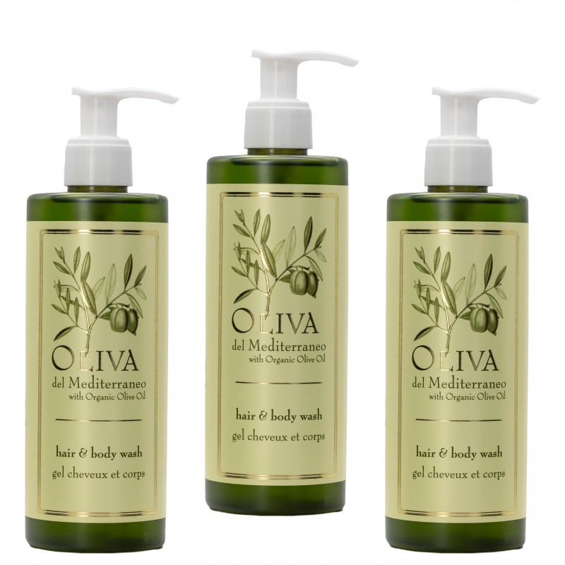 Zestaw Szampon i żel 2w1 OLIVA w okrągłej butelce 300ml 10 sztuk