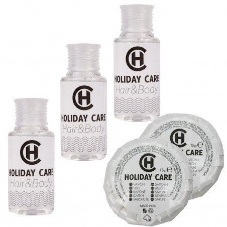 copy of Zestaw kosmetyków hotelowych Holiday Care żel 30ml 100szt + mydełko 14g 100szt