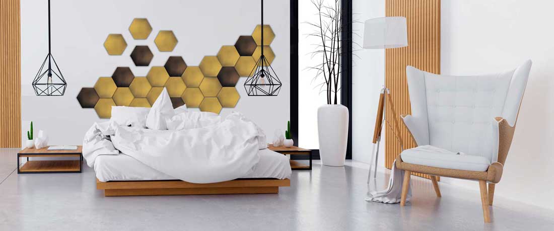 Wandpolster Hexagon Dunkelgrün gepolstertes Kopfteil Bett